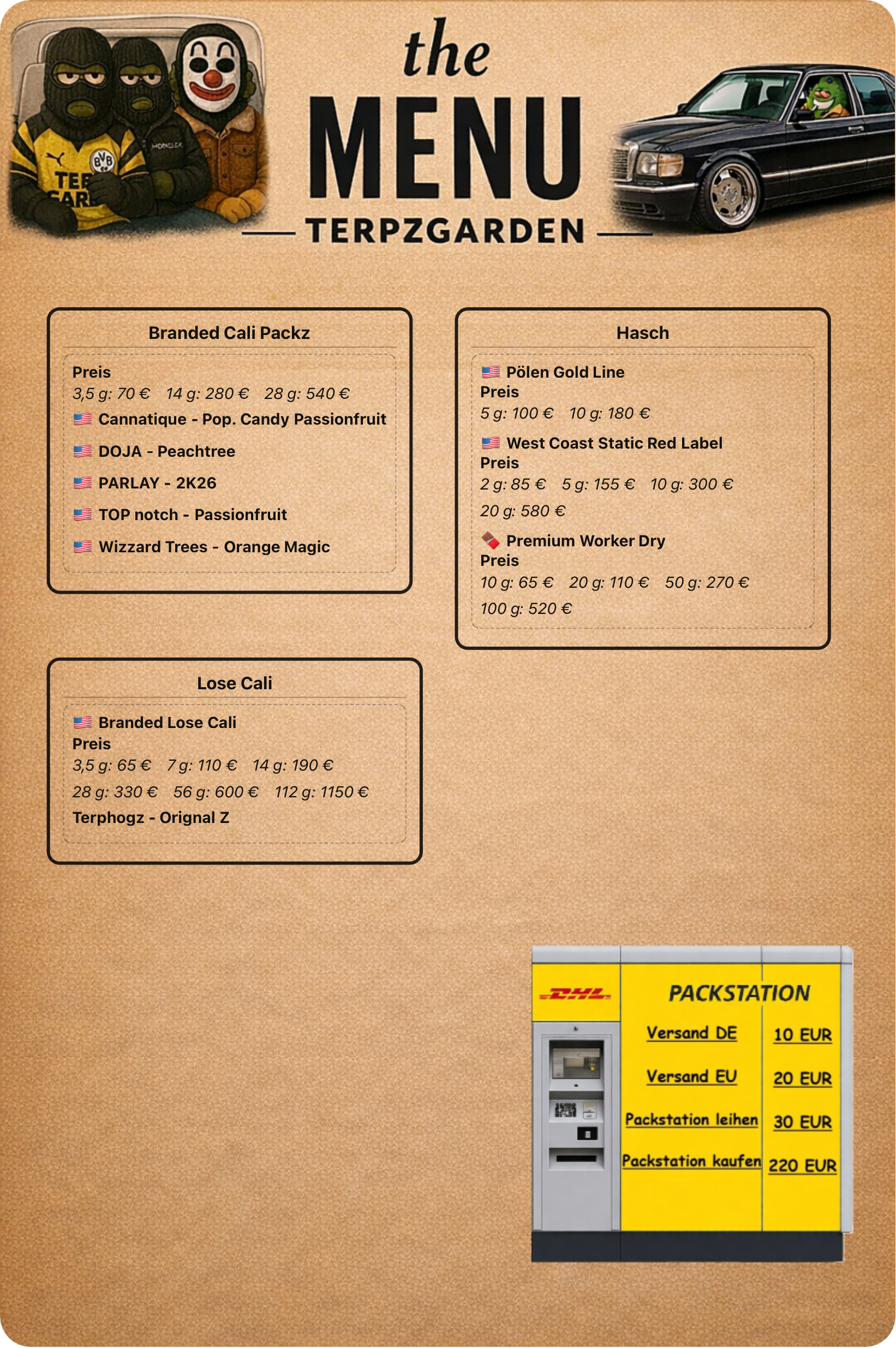 Aktuelle Speisekarte